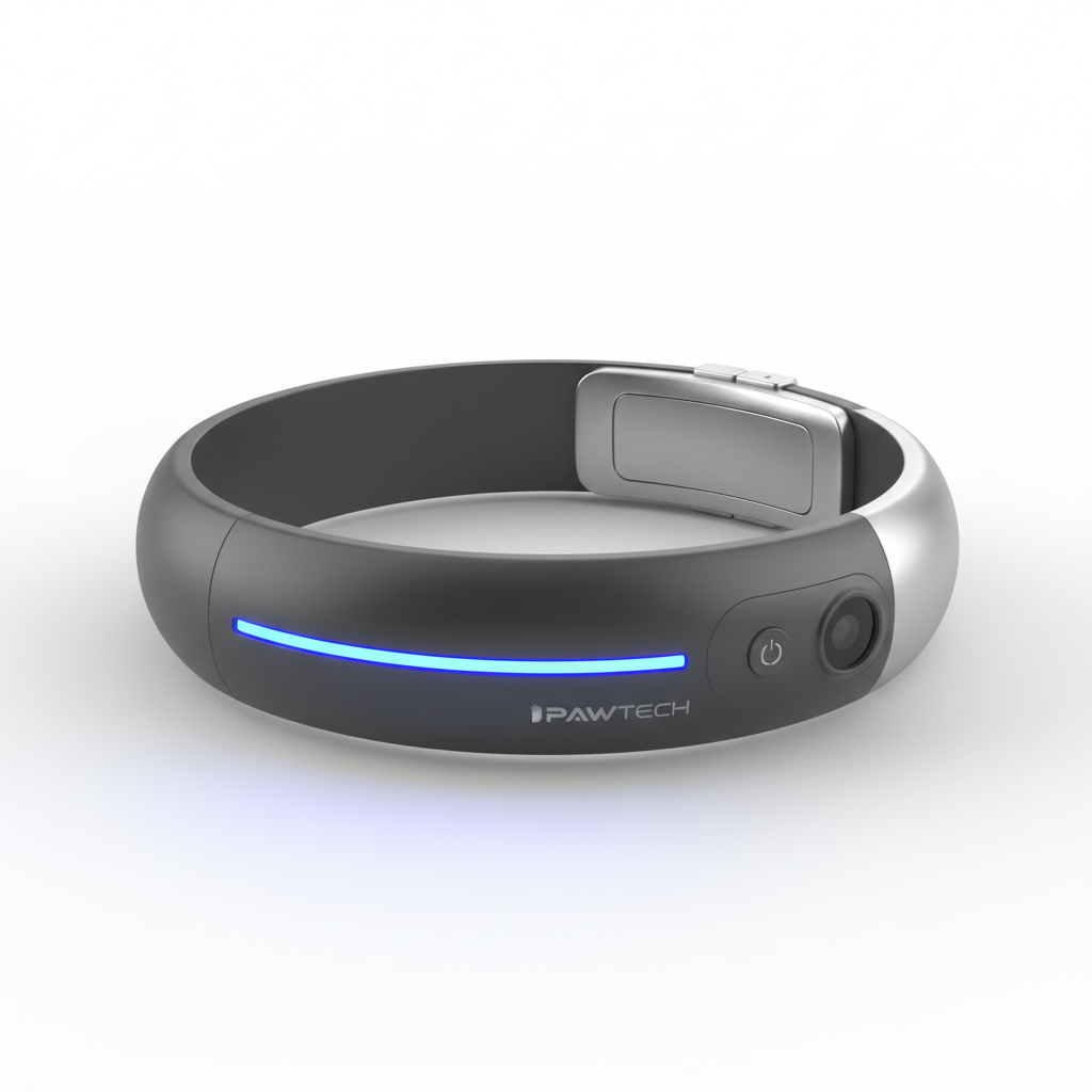 Sleek smart collar for pets with GPS and LED light